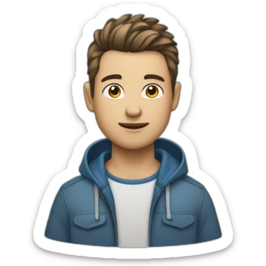 Un jeune homme avec les cheveux couper dégradé bas et teinture bleu sticker