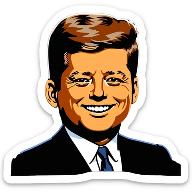 John F Kennedy with his classic smile sticker