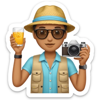 fotographer with summer clothes and sun glasses sticker
