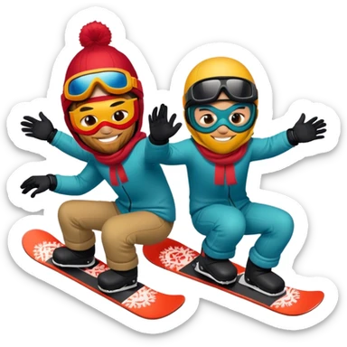 2 guys masks snowboarding birthday sticker