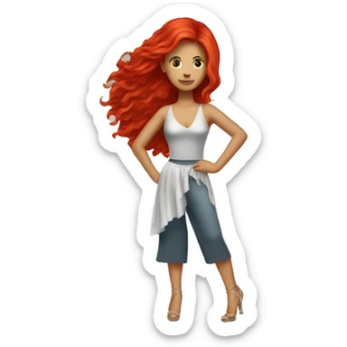 White woman disco dancer with red hair.  sticker