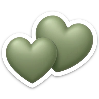 double sage green hearts sticker