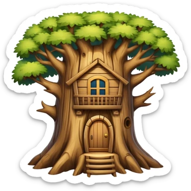 house inside a large tree trunk sticker