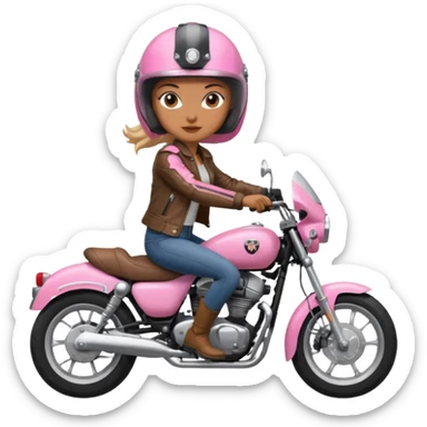 woman rider riding pink motorbike sticker