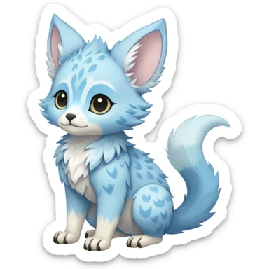 Feral Rare Fantasy cute pastel Vernid-Trico-species by LiLaiRa, markings, tufted ears, full body sticker