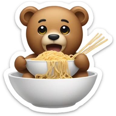 Bear eating noodles  sticker