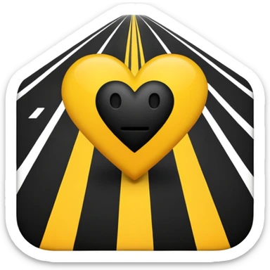 Black heart with yellow road  vertical stripe in center sticker