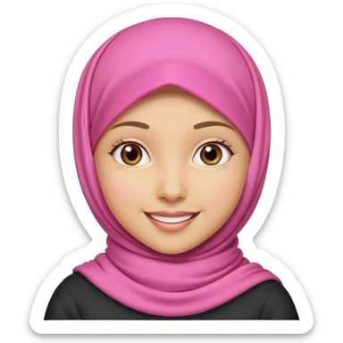 A medium light skin girl with pink hijab smile  sticker
