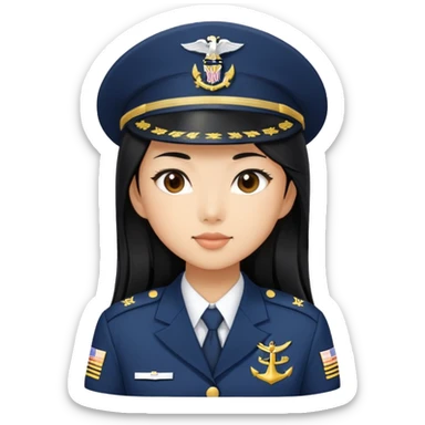 Asian girl with long black hair in the U.S. Navy sticker