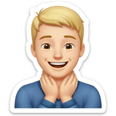 a guy crossing his hands on his neck and laughing  sticker