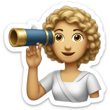 Greek Woman with astronomy telescope sticker