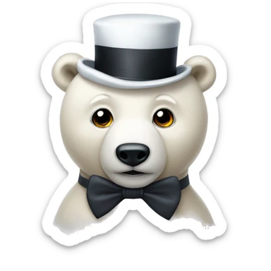 Cuddly polar bear with top hat and bow tie sticker