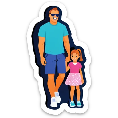 dad and daughter sticker