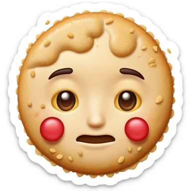 An emoji with crumbs on its face sticker