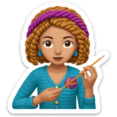 Pegatinas de Mujer tejiendo crochet  sticker