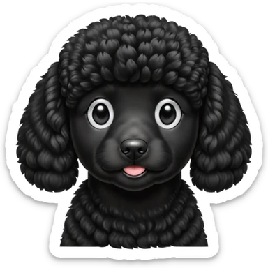 A high-resolution digital illustration of a black poodle in a clean, semi-realistic style. The poodle is shown facing sideways head tilted  sticker