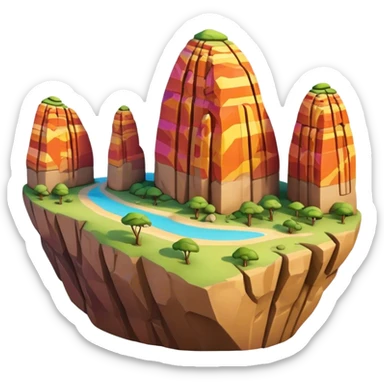 Cinematic Realistic Guatap√© Rock Landmark Emoji, showcasing a vividly colored rock formation with intricate patterns rendered with detailed textures and vibrant, scenic lighting. sticker