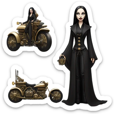 Jedi Morticia Addams riding  a Jumpspeeder anti-gravity repulsorlift imperial speeder steampunk  sticker