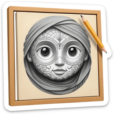 Canvas with pencil sketch sticker