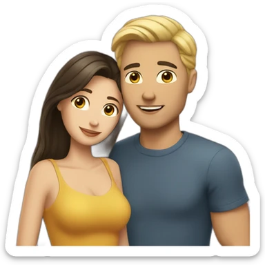 Blond man and brunette woman in love sticker