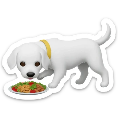 the white dog doesn't want to eat its food sticker