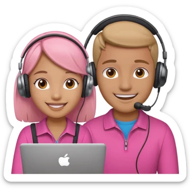 pink video call between 2 people sticker