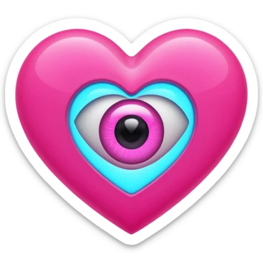 A pink neon heart with a eye in the center sticker