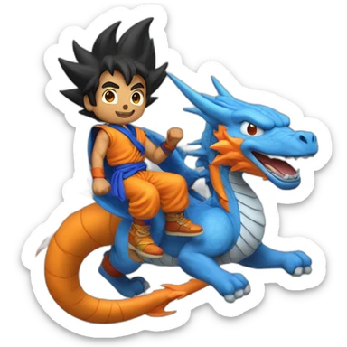 indian guy wearing Goku costume riding a blue flying dragon sticker