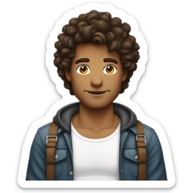 homme brun avec cheveux long et bandeau sticker