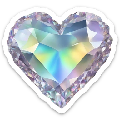 Heart shaped 56-carat iridescent diamond crystal cluster  sticker
