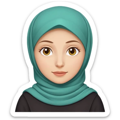 Make a girl with a hijab duolingo emojies styles and make her white and only her face appear and looking forward not left or right sticker