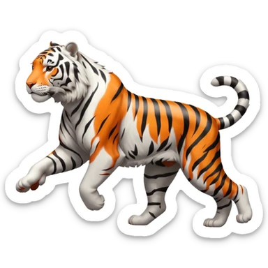 White tiger running in profile sticker