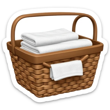 Woven Brown basket with white towels sticker