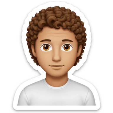 Handsome cute Man with tan skin and  brown eyes and  short brown curly wavy hair sticker