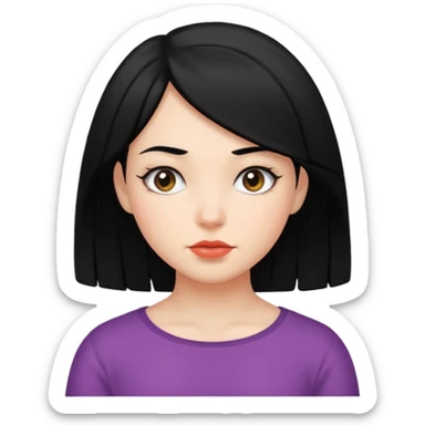Side eye emoji girl with black hair sticker