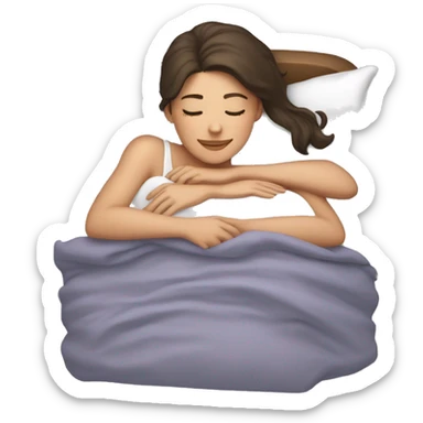 Brunette girl sleeping with lovely smile sticker