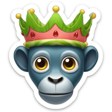 head of monkey watermelon with a crown sticker