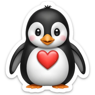 Penguin with a heart sticker