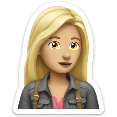 blonde woman thinking about travel car clothes sticker