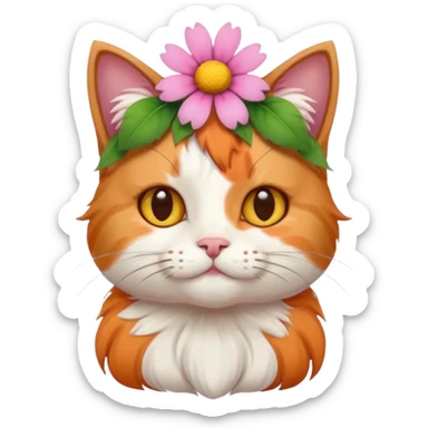 Cat with now on her head sticker