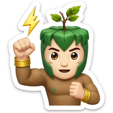 woodland character fist up with vine lightning sticker