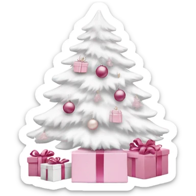 Light pink Christmas gifts under a white Christmas tree  sticker