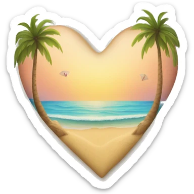 Beach heart sticker
