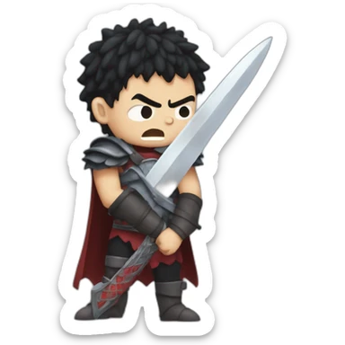 angry berserk guts carrying a huge sword on his shoulder sticker