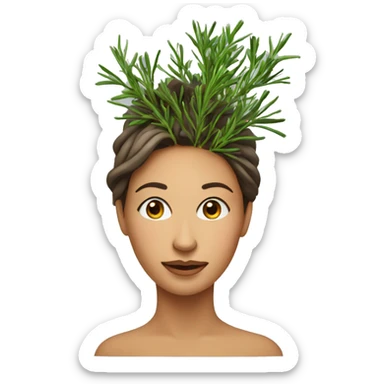woman with rosemary growing out of her head sticker