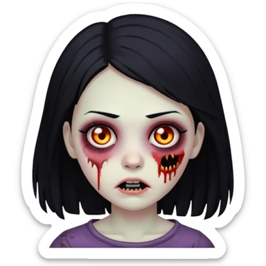 zombie girl with black hair sticker