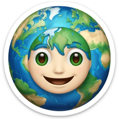Make a image prompt of the earth with a face sticker