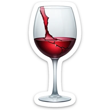 wine glass with a large crack sticker