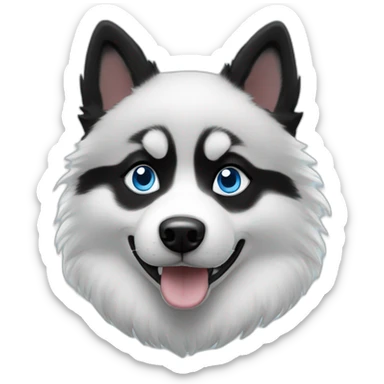 Pomsky black & white blue eyes sticker