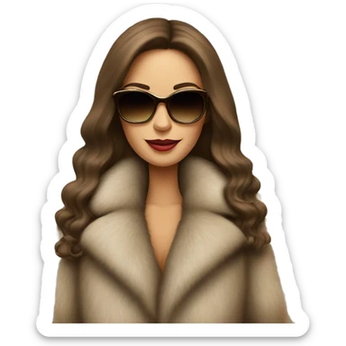 long brown hair mob wife wearing sunglasses smoking a cigarette in a fur coat sticker